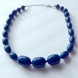 Navy Blue Beaded Necklace
